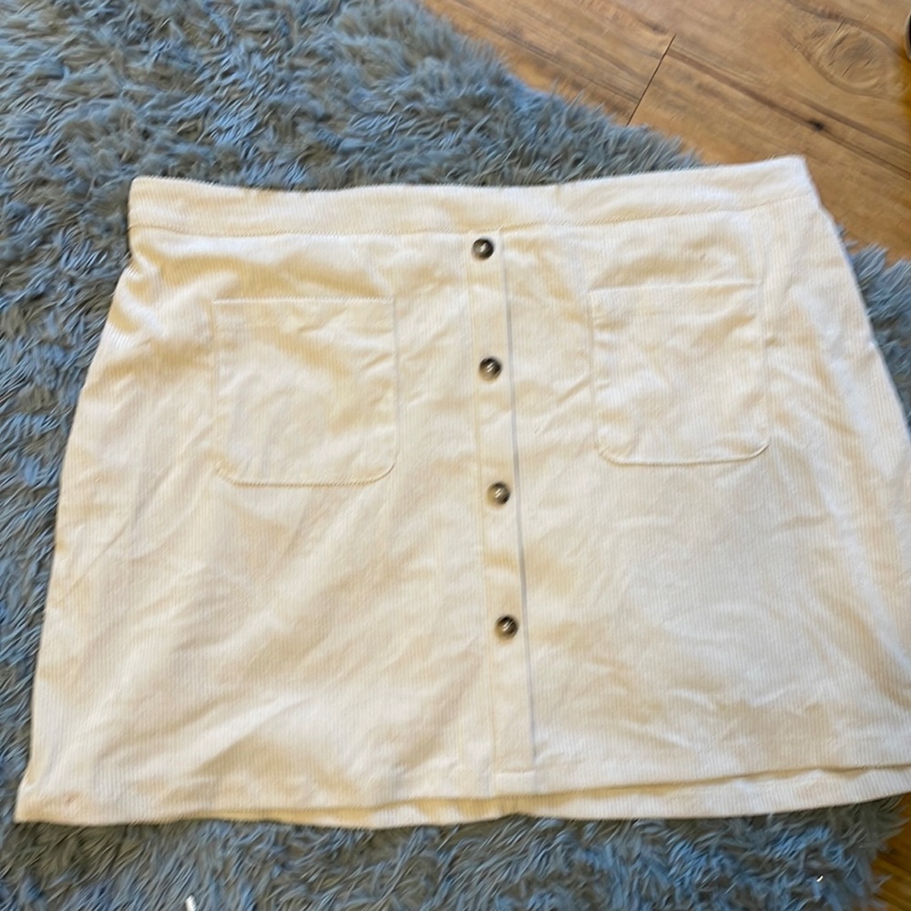 Cream corduroy mini skirt